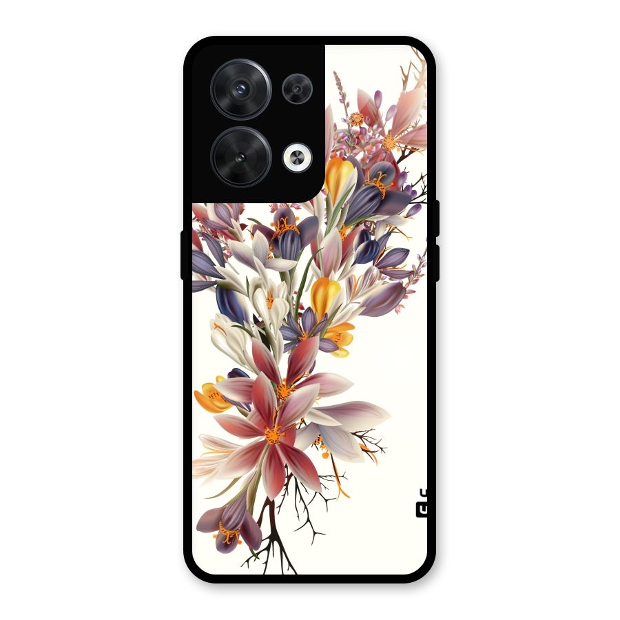 Floral Bouquet Glass Back Case for Oppo Reno8 5G