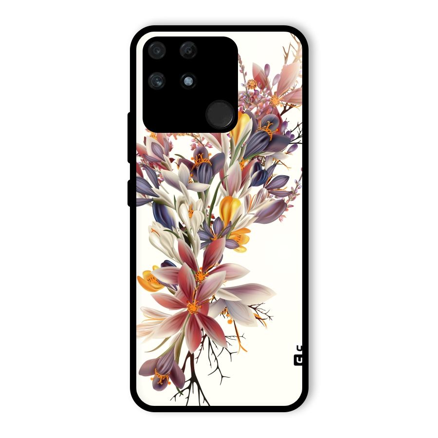 Floral Bouquet Glass Back Case for Realme Narzo 50A