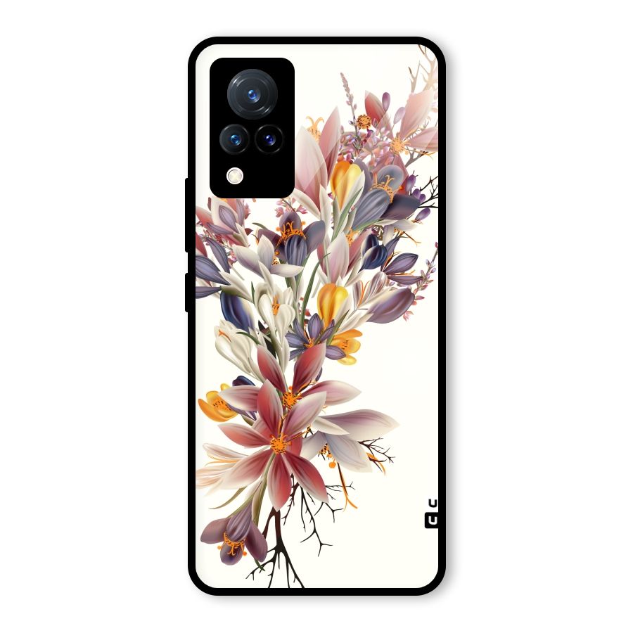 Floral Bouquet Glass Back Case for Vivo V21 5G