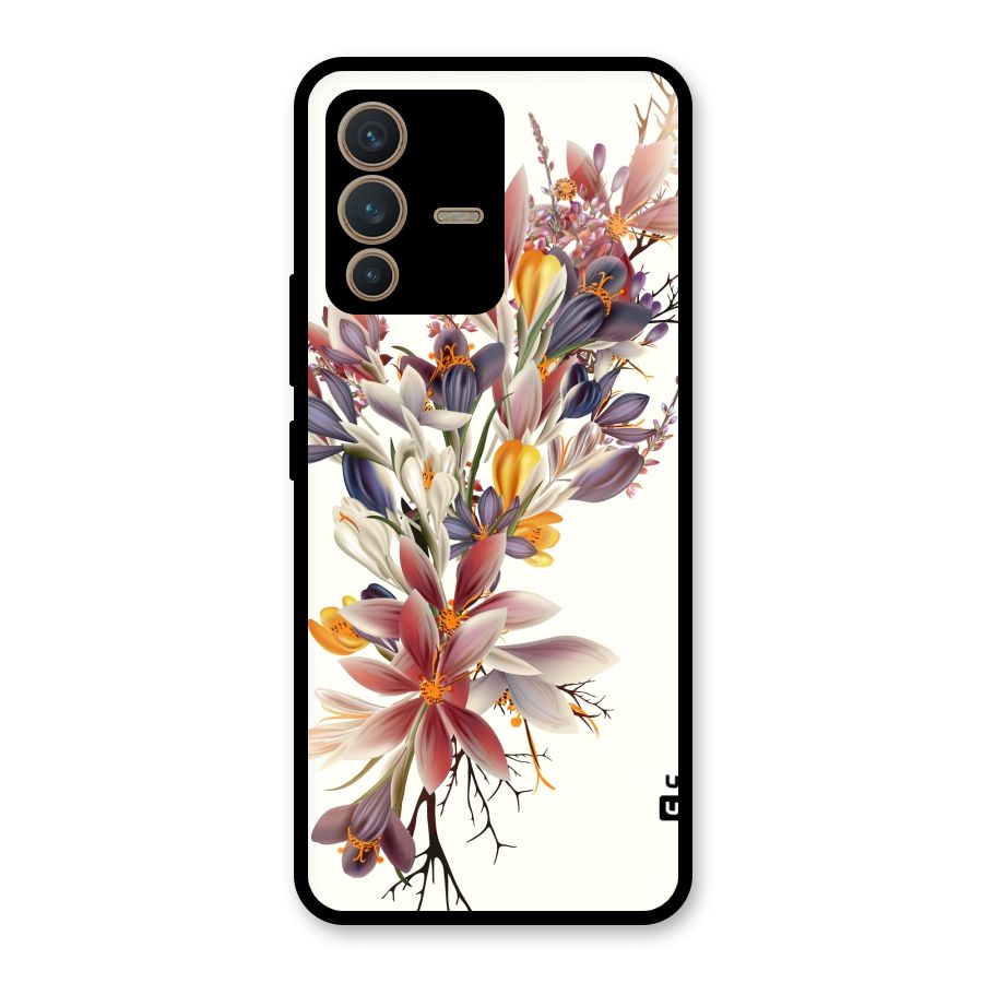 Floral Bouquet Glass Back Case for Vivo V23 5G