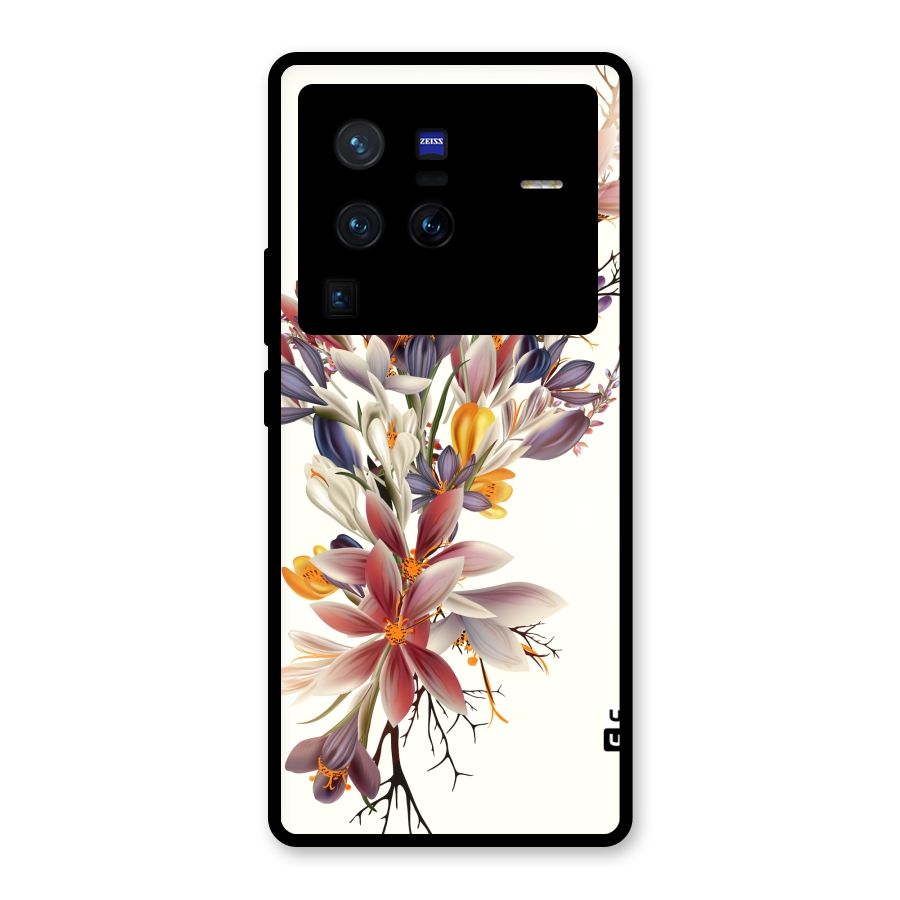 Floral Bouquet Glass Back Case for Vivo X80 Pro
