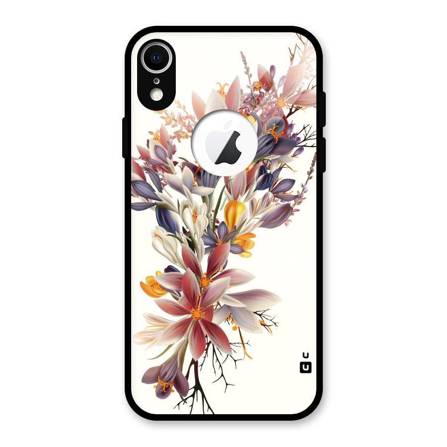 Floral Bouquet Glass Back Case for iPhone XR Logo Cut