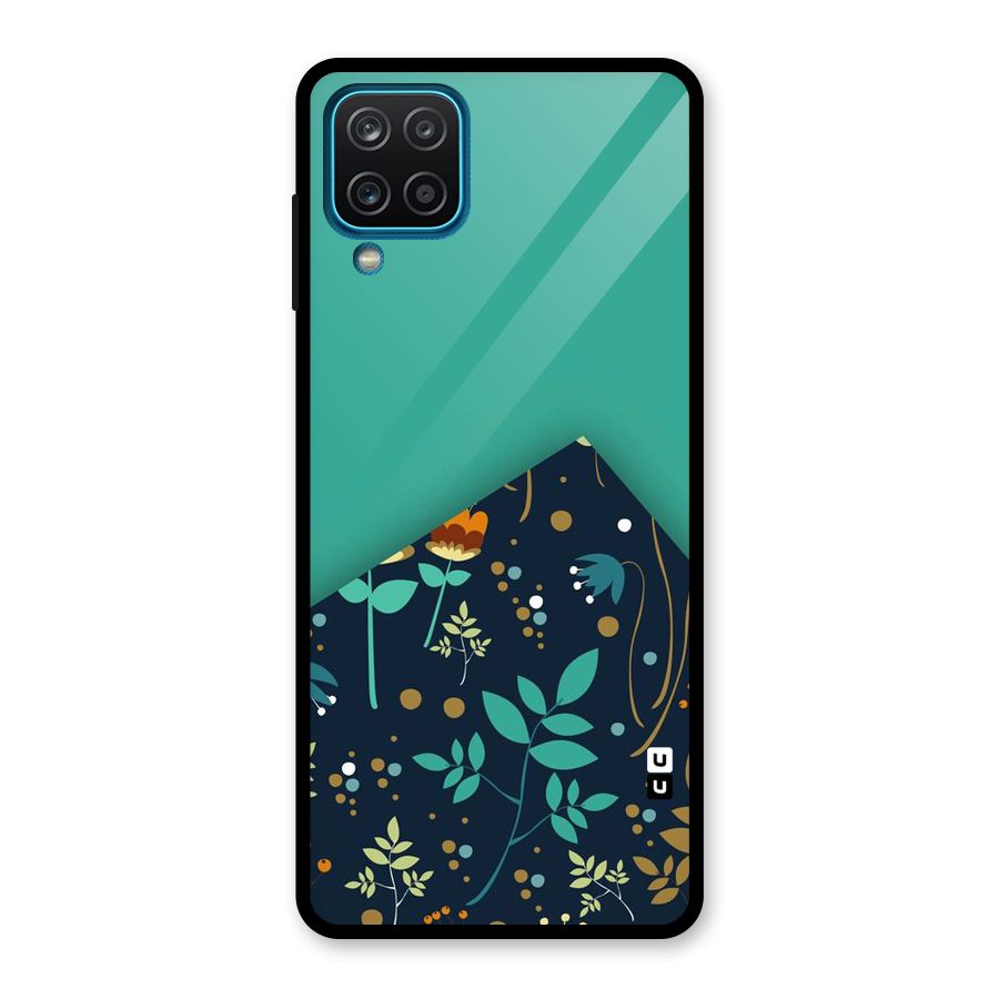 Floral Corner Glass Back Case for Galaxy A12