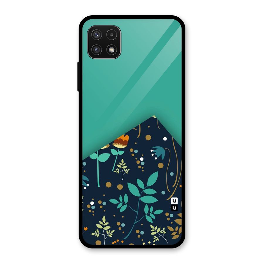 Floral Corner Glass Back Case for Galaxy A22 5G