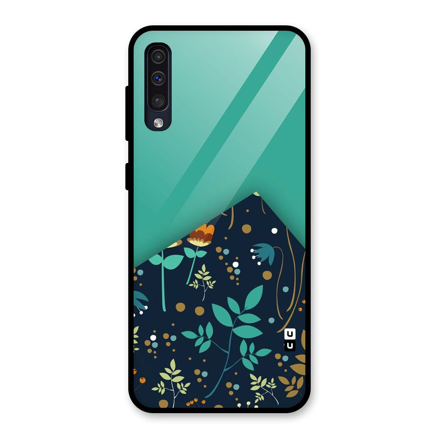 Floral Corner Glass Back Case for Galaxy A50s
