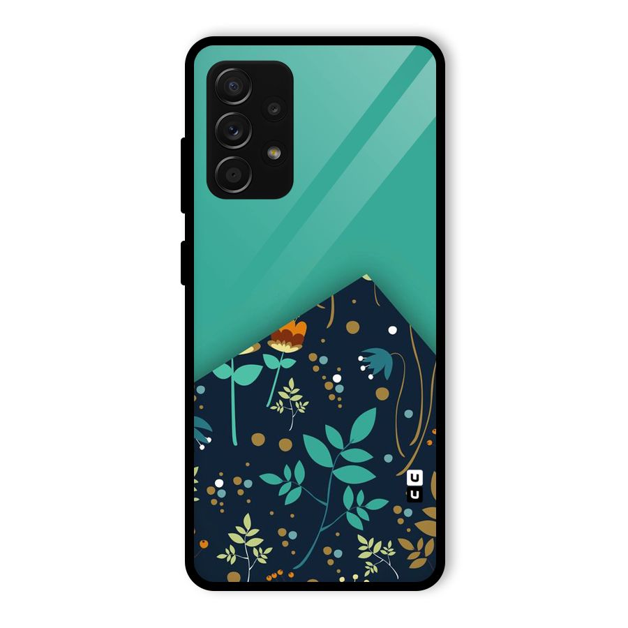 Floral Corner Glass Back Case for Galaxy A53 5G