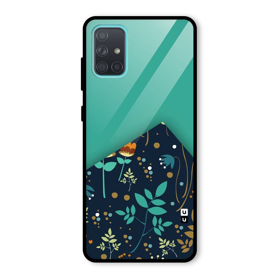 Floral Corner Glass Back Case for Galaxy A71