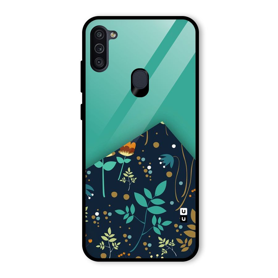 Floral Corner Glass Back Case for Galaxy M11