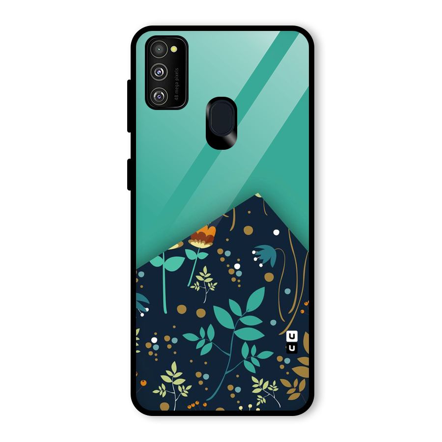 Floral Corner Glass Back Case for Galaxy M21