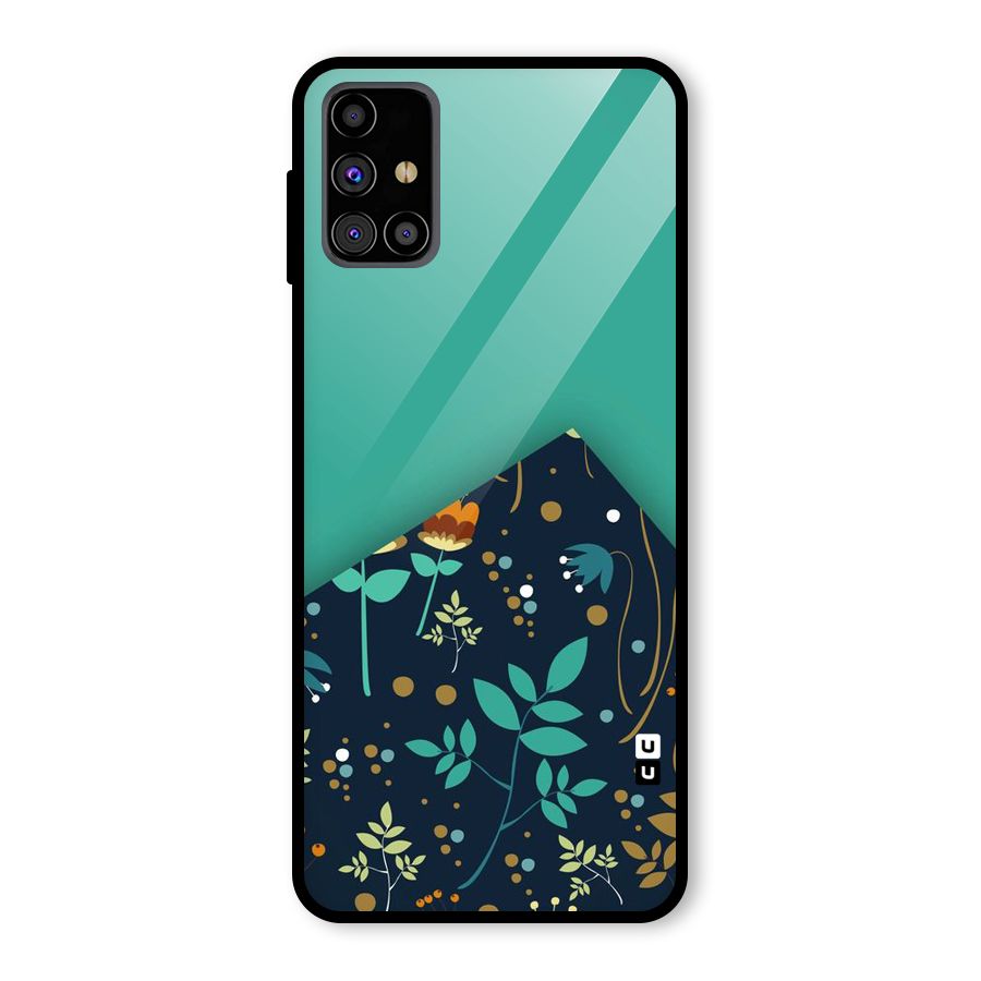 Floral Corner Glass Back Case for Galaxy M31s