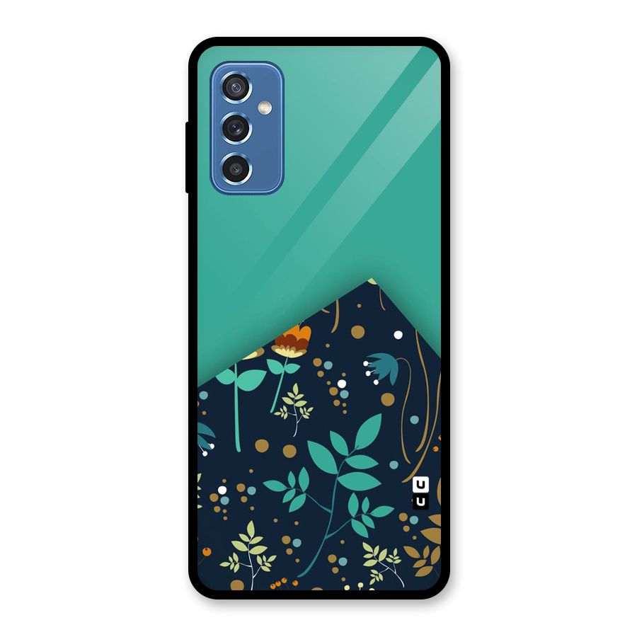 Floral Corner Glass Back Case for Galaxy M52 5G