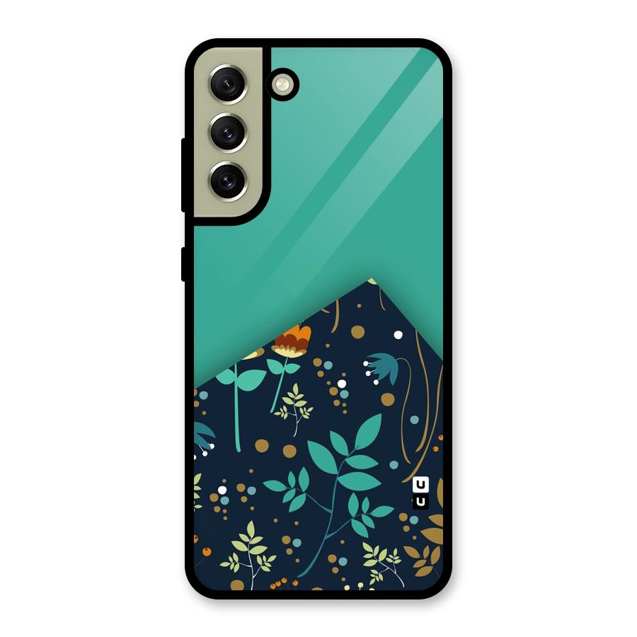 Floral Corner Glass Back Case for Galaxy S21 FE 5G