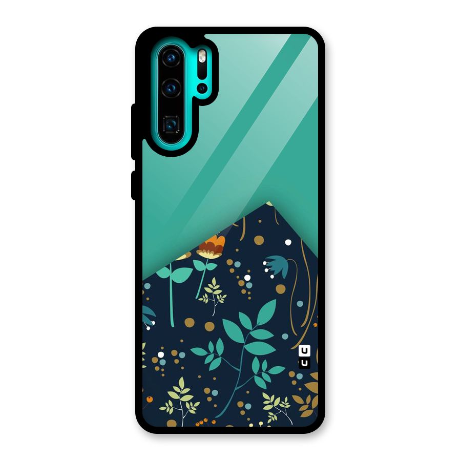 Floral Corner Glass Back Case for Huawei P30 Pro