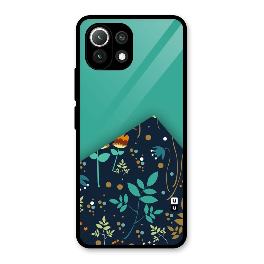 Floral Corner Glass Back Case for Mi 11 Lite NE 5G