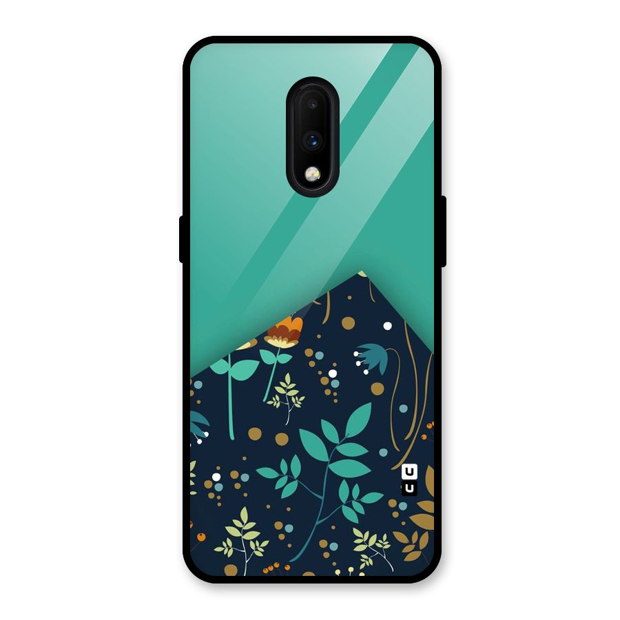 Floral Corner Glass Back Case for OnePlus 7