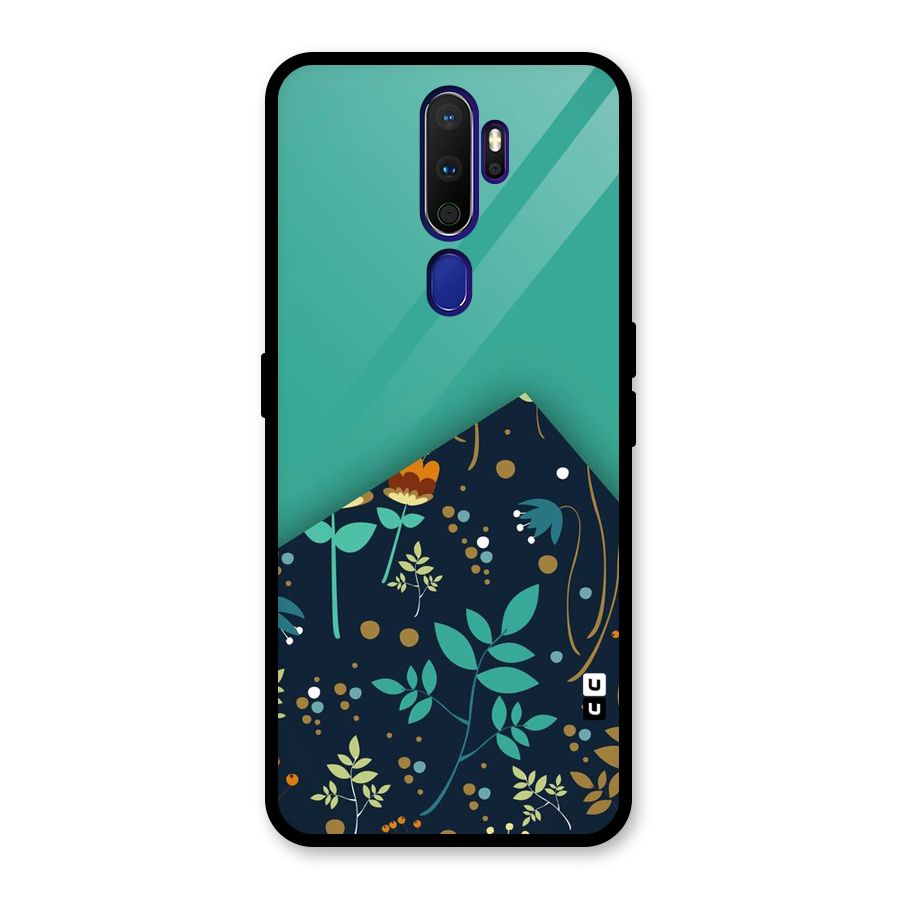 Floral Corner Glass Back Case for Oppo A9 (2020)