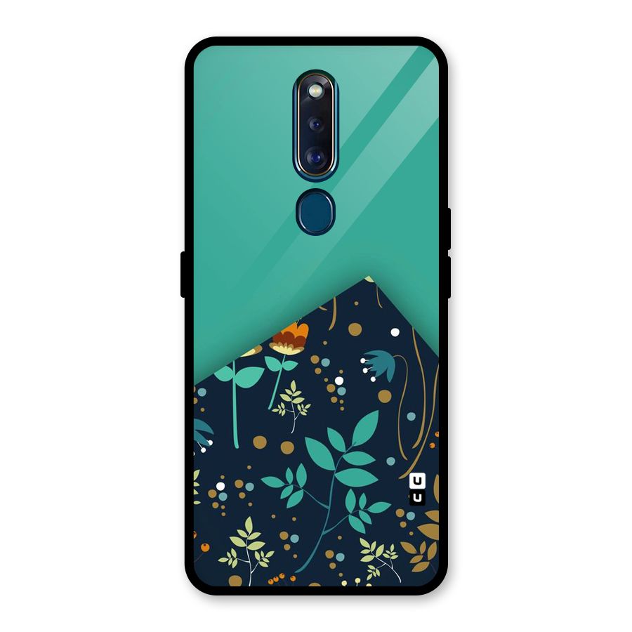Floral Corner Glass Back Case for Oppo F11 Pro