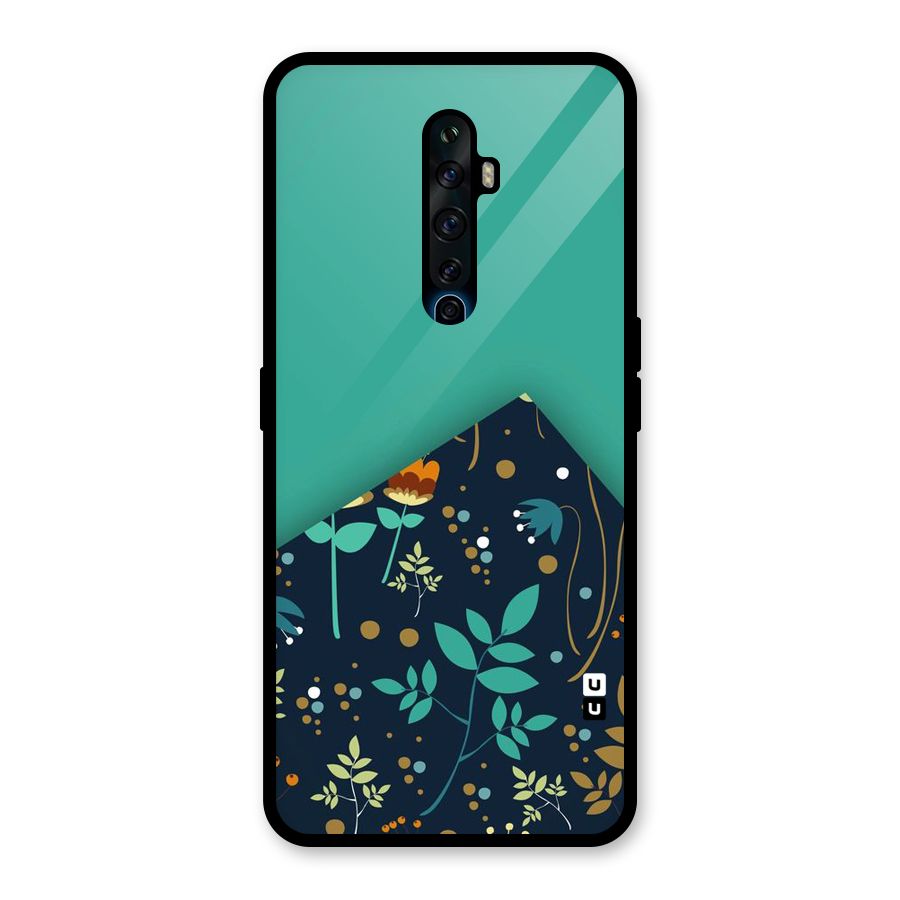 Floral Corner Glass Back Case for Oppo Reno2 Z