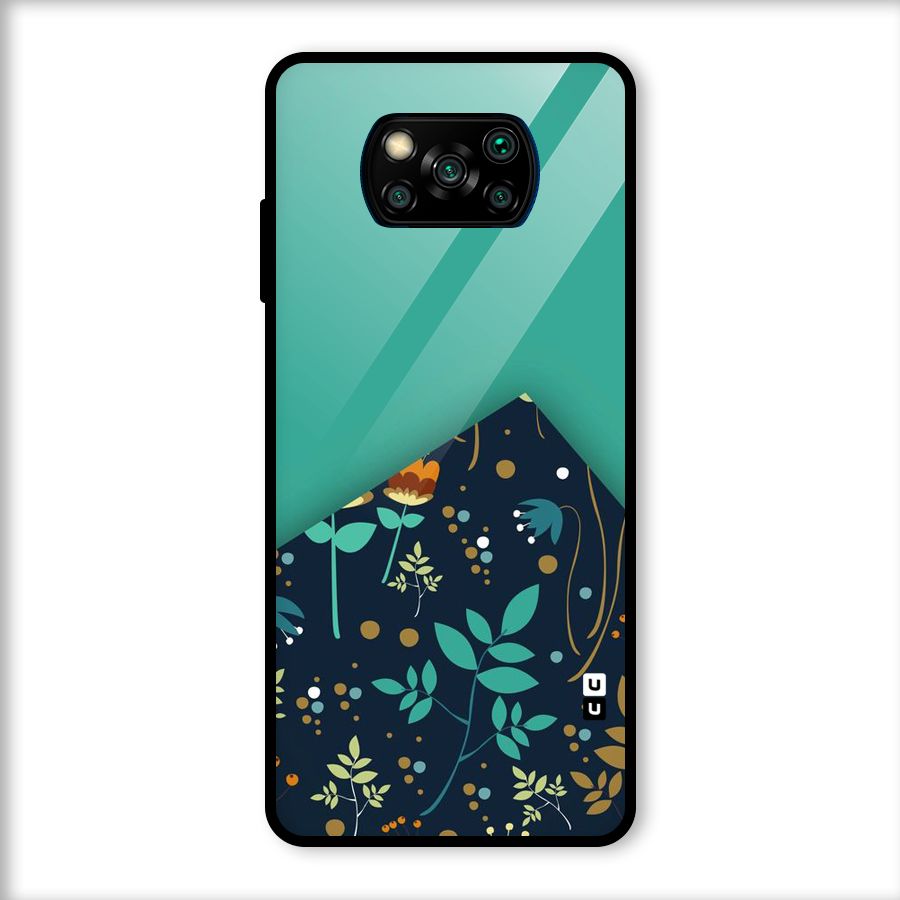 Floral Corner Glass Back Case for Poco X3
