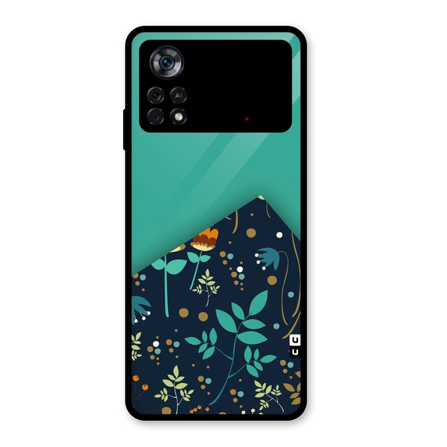 Floral Corner Glass Back Case for Poco X4 Pro 5G