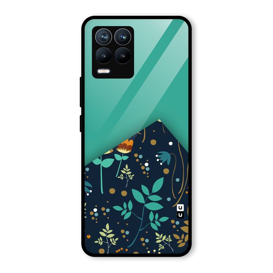Floral Corner Glass Back Case for Realme 8 Pro