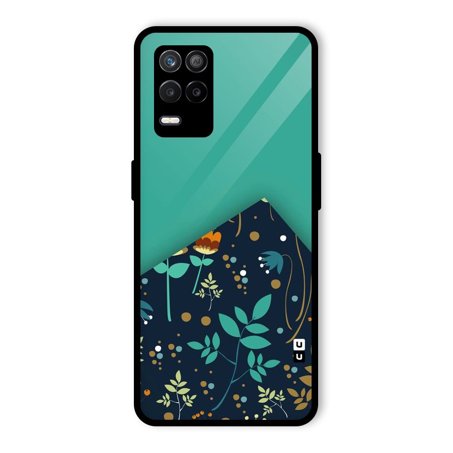 Floral Corner Glass Back Case for Realme 9 5G