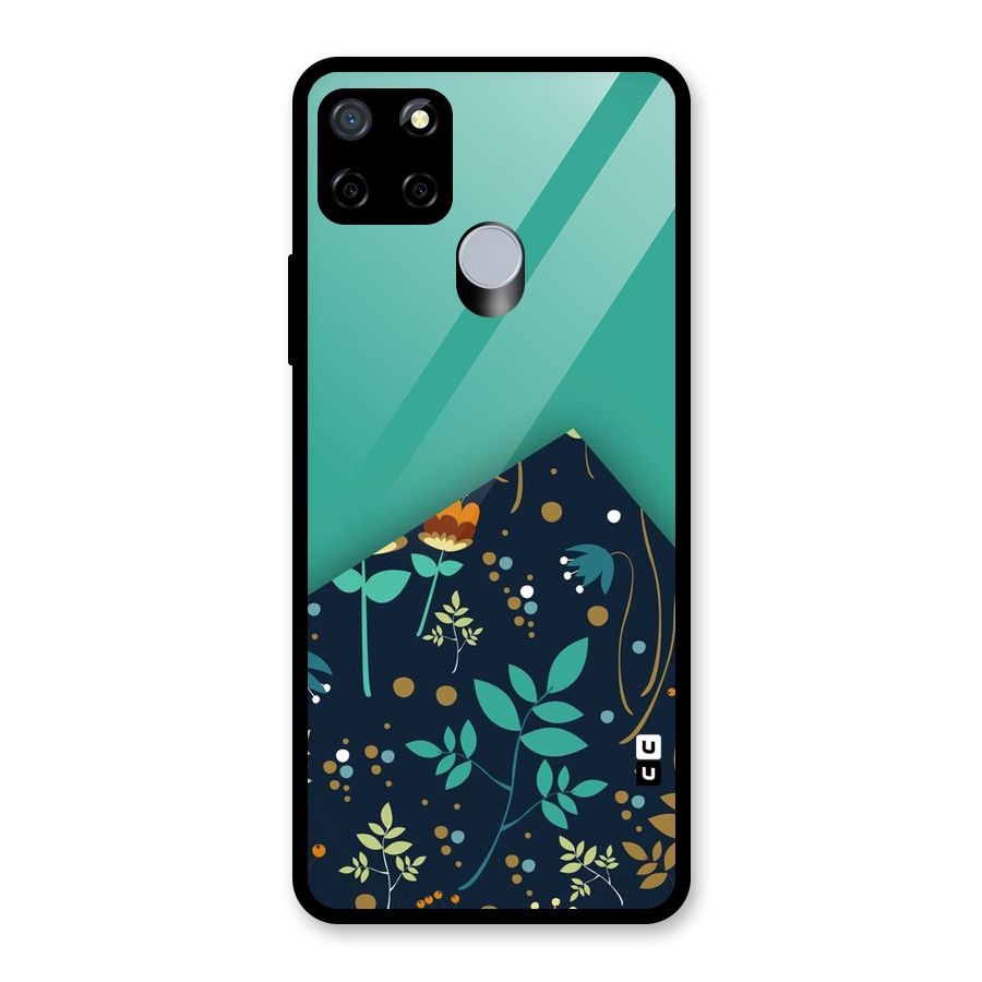 Floral Corner Glass Back Case for Realme C12
