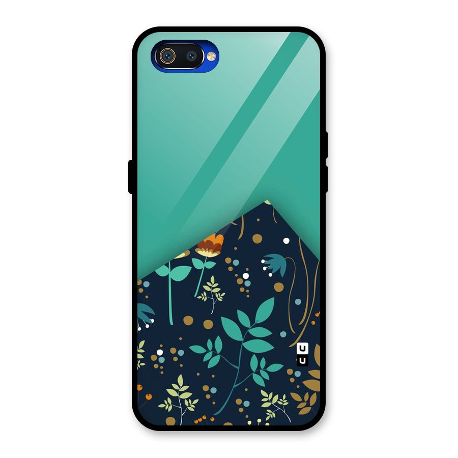 Floral Corner Glass Back Case for Realme C2