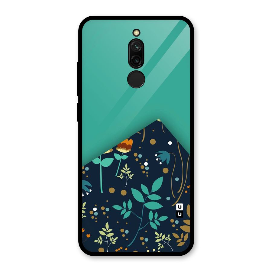 Floral Corner Glass Back Case for Redmi 8