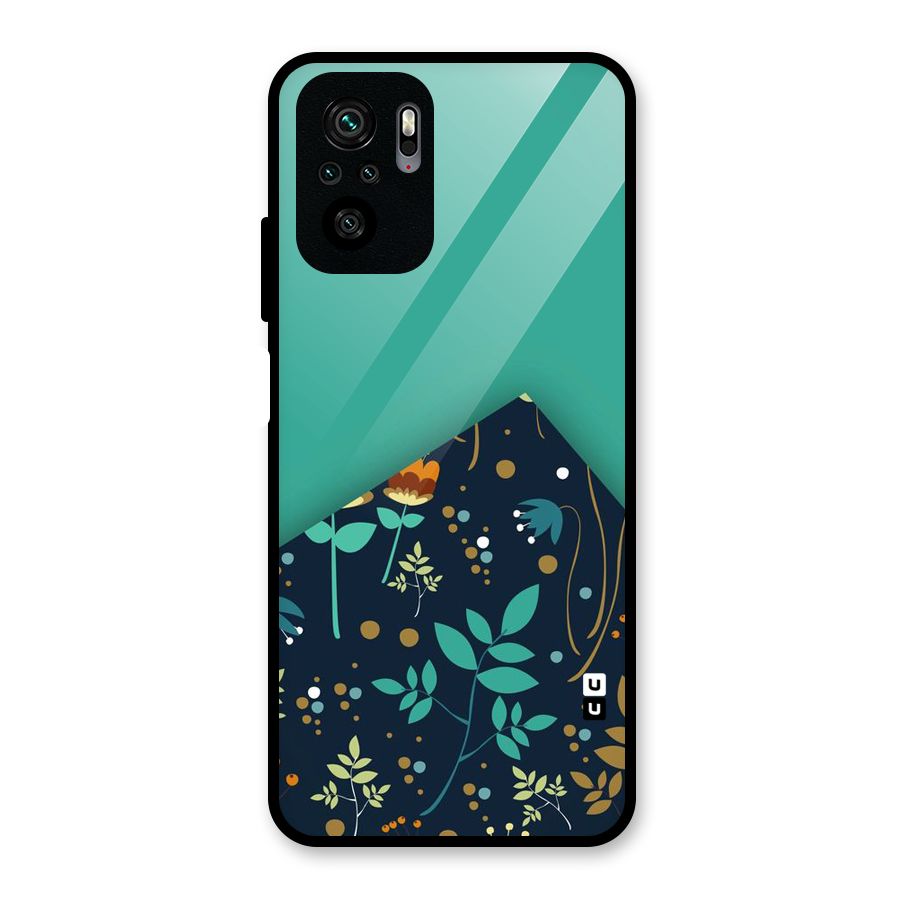 Floral Corner Glass Back Case for Redmi Note 10S