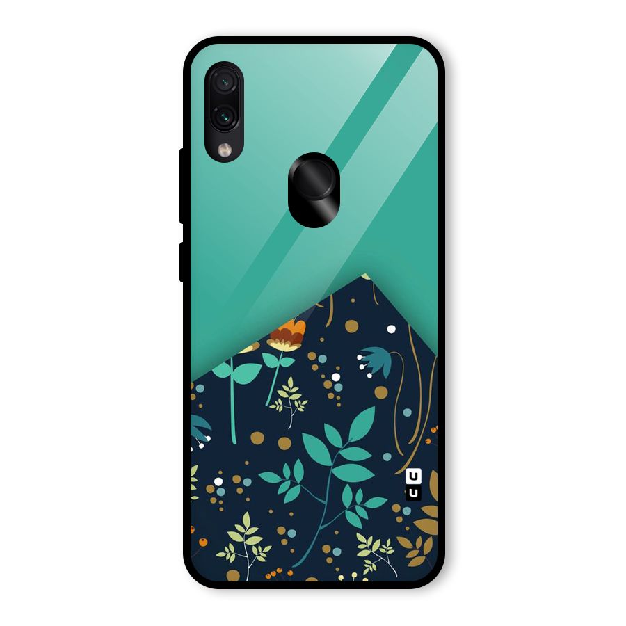 Floral Corner Glass Back Case for Redmi Note 7
