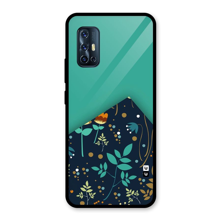 Floral Corner Glass Back Case for Vivo V17