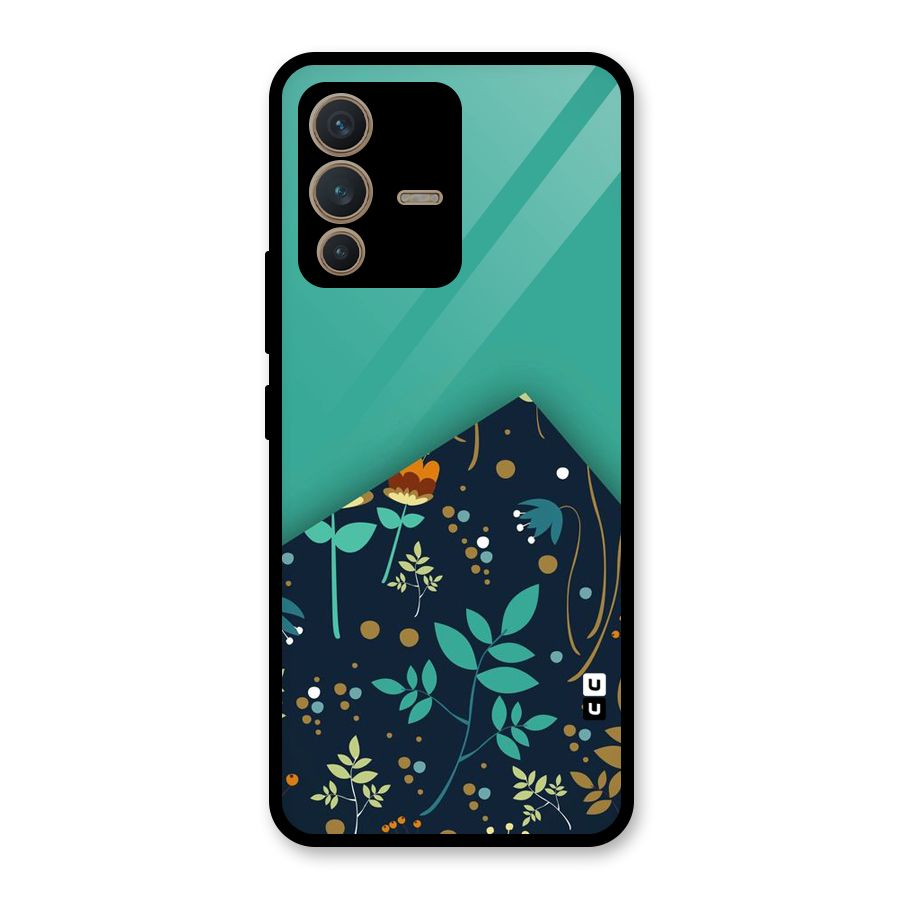 Floral Corner Glass Back Case for Vivo V23 5G