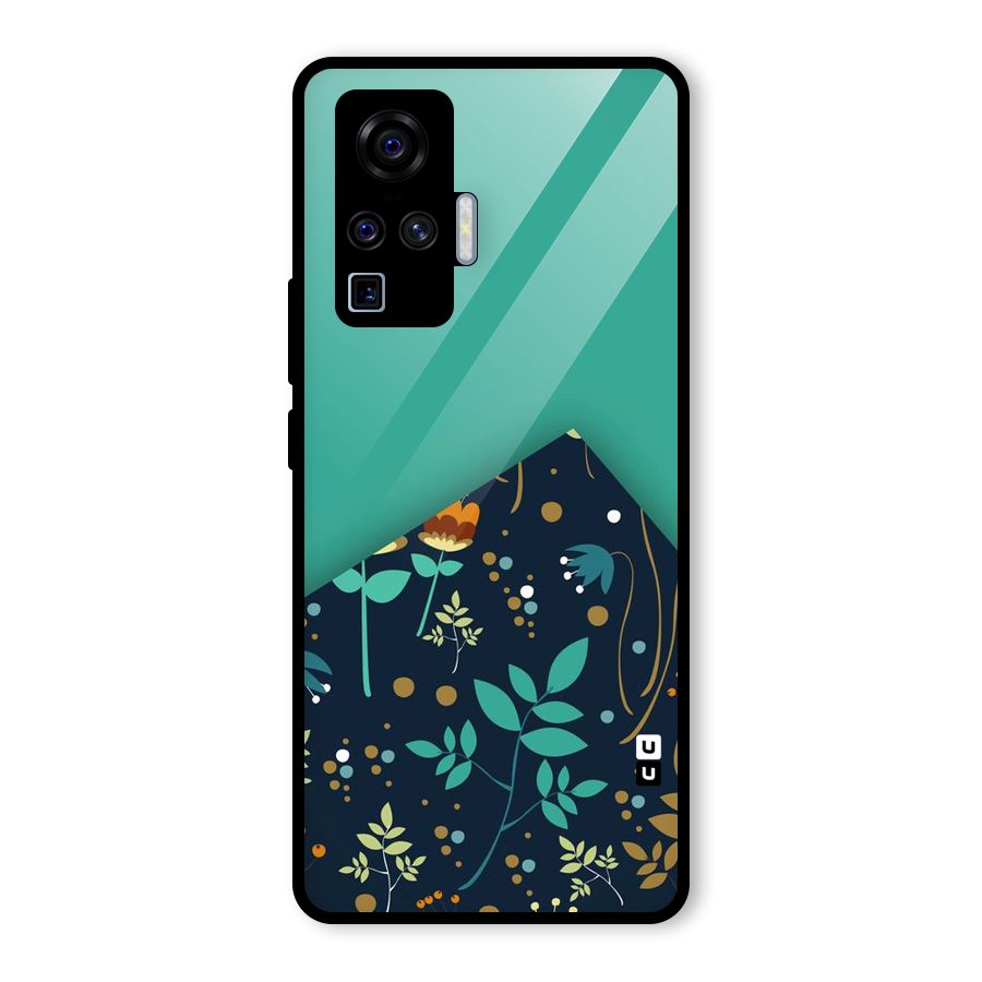 Floral Corner Glass Back Case for Vivo X50 Pro