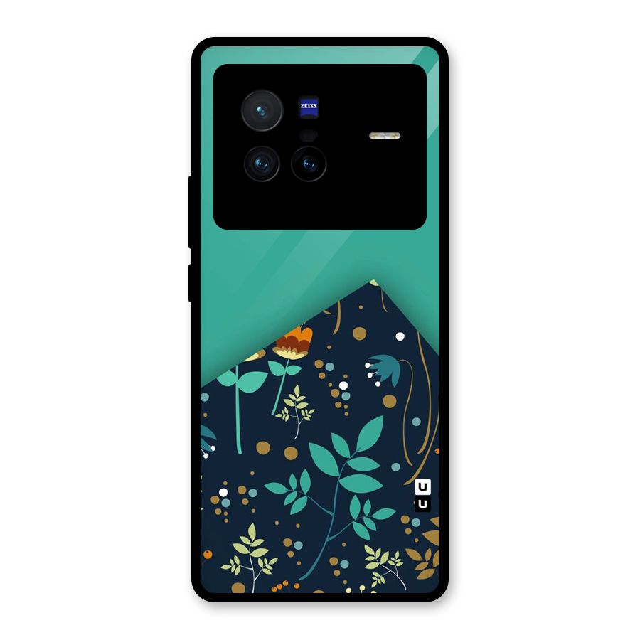 Floral Corner Glass Back Case for Vivo X80