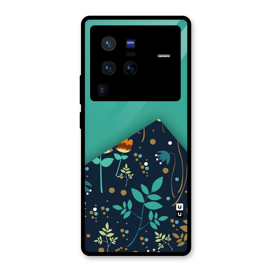 Floral Corner Glass Back Case for Vivo X80 Pro