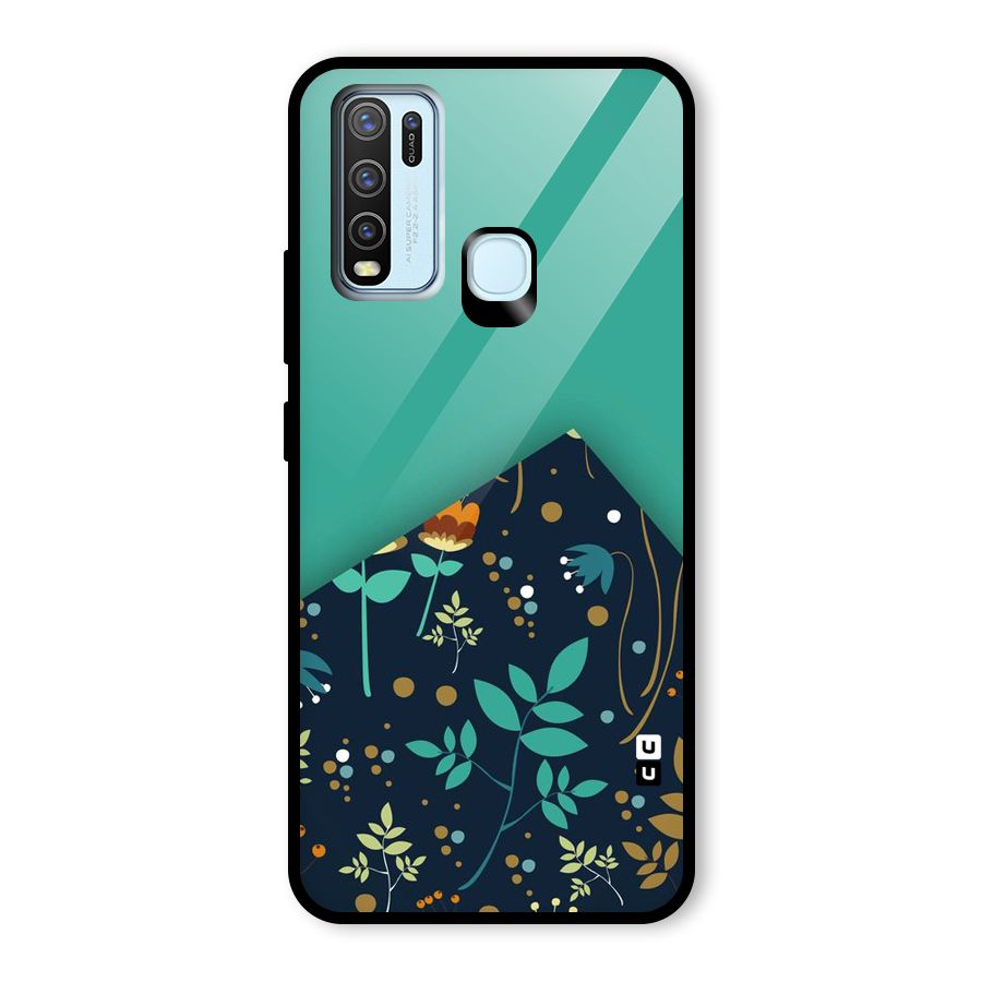 Floral Corner Glass Back Case for Vivo Y30