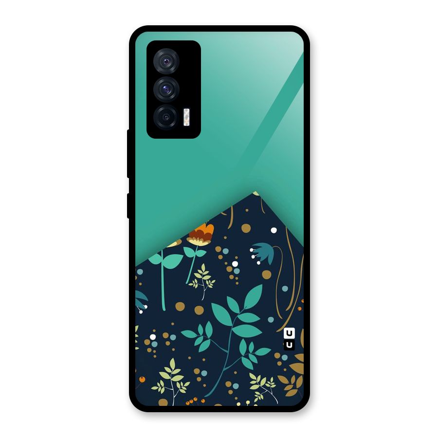 Floral Corner Glass Back Case for Vivo iQOO 7 5G