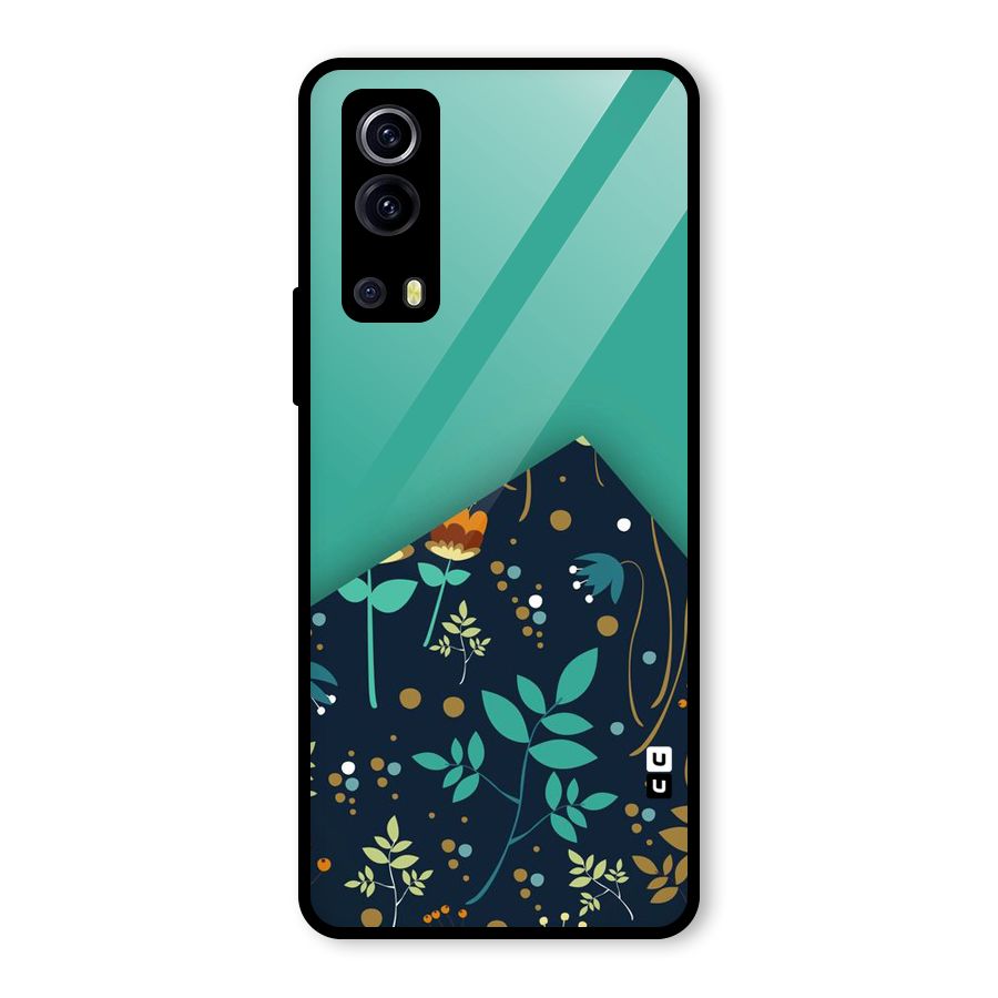 Floral Corner Glass Back Case for Vivo iQOO Z3