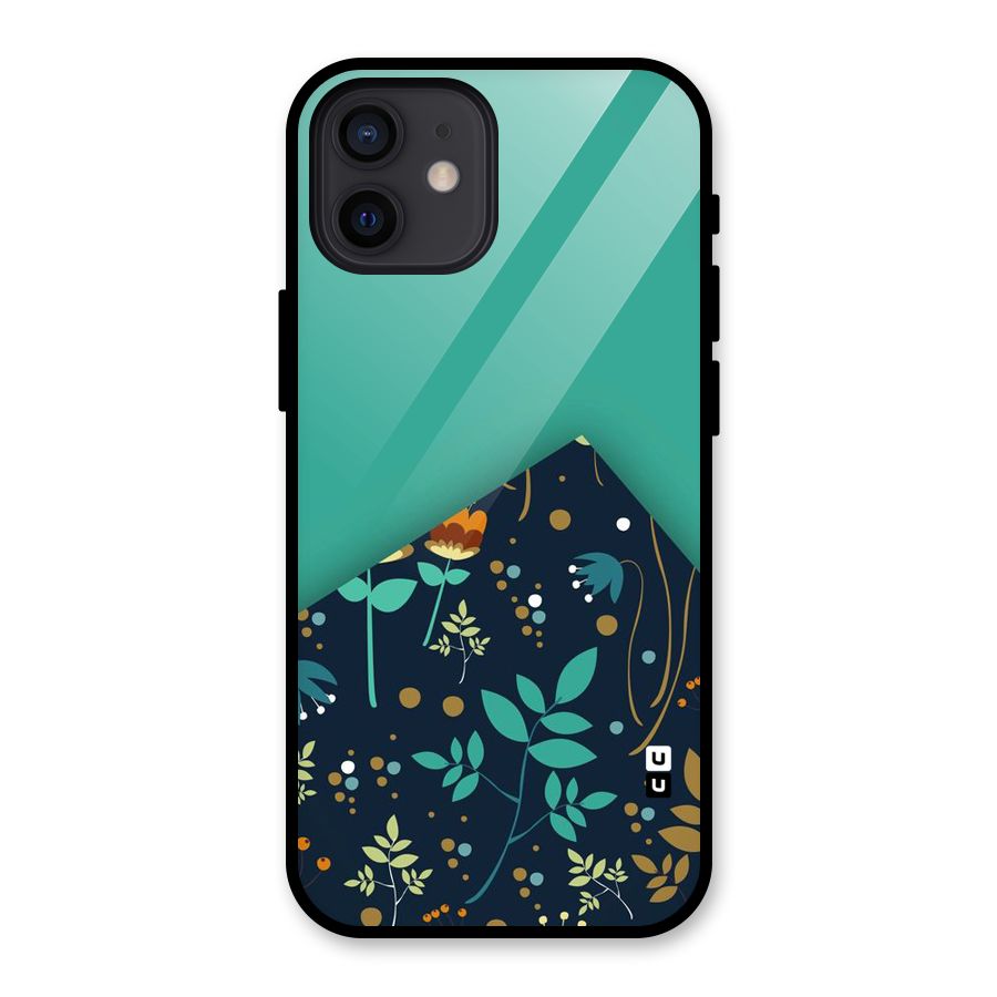 Floral Corner Glass Back Case for iPhone 12