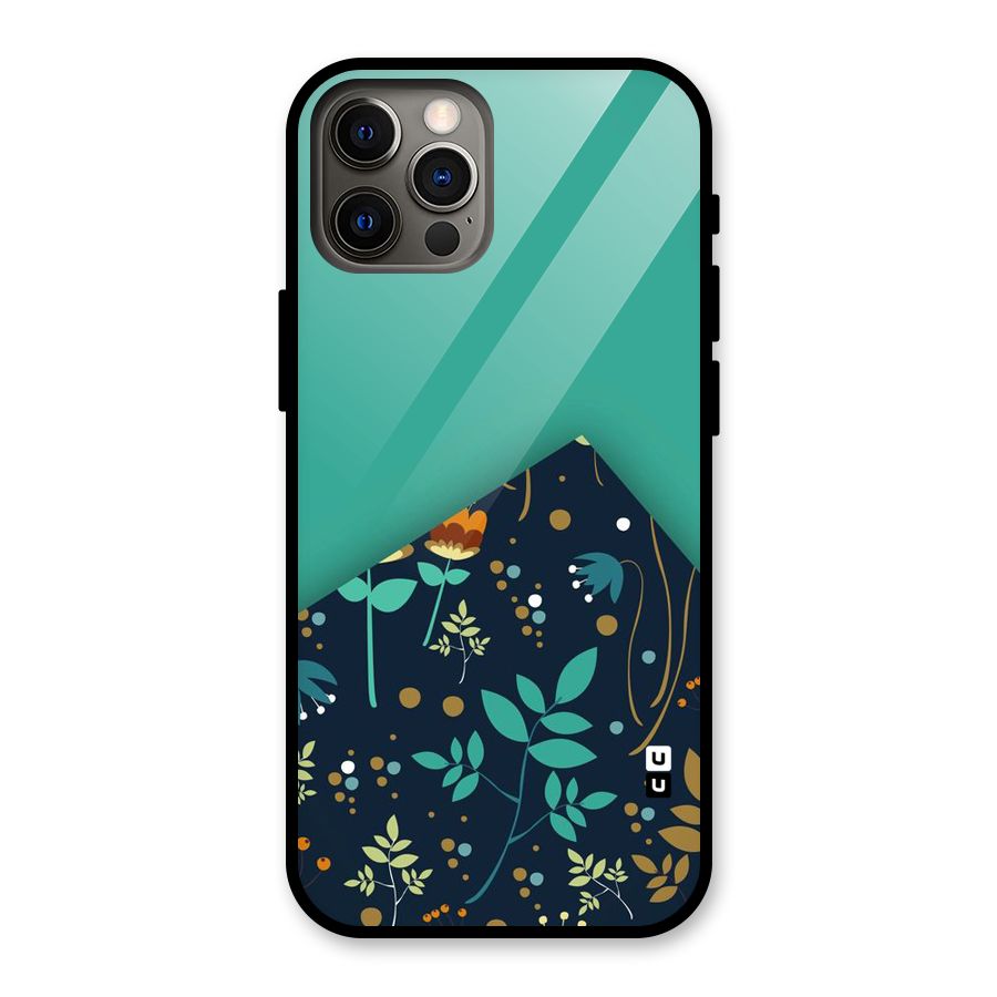 Floral Corner Glass Back Case for iPhone 12 Pro