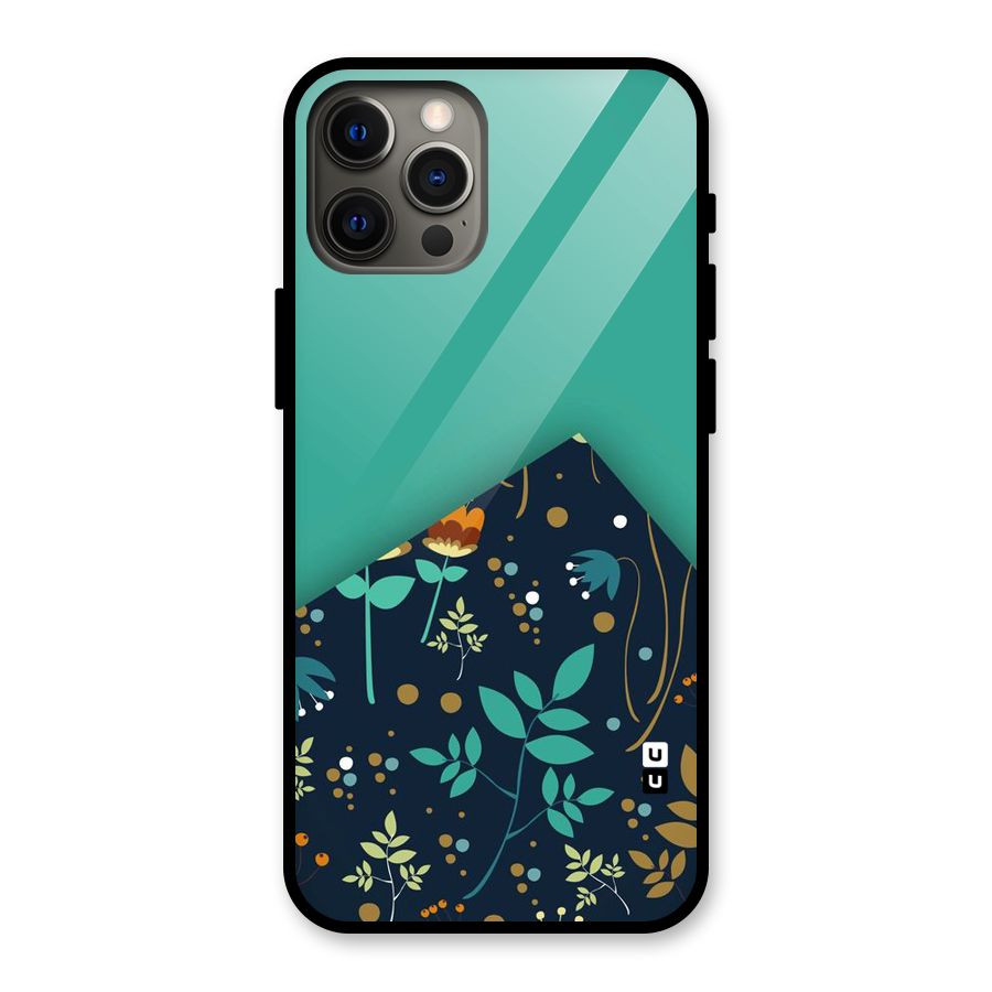 Floral Corner Glass Back Case for iPhone 12 Pro Max