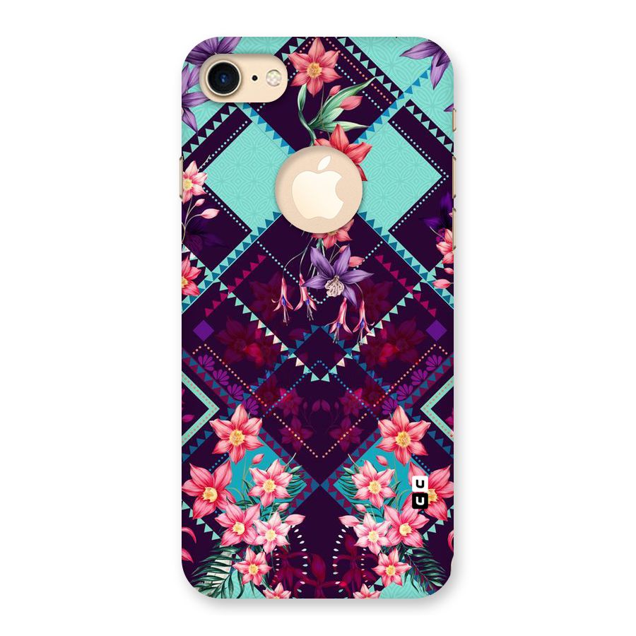 Floral Diamonds Back Case for iPhone 8 Logo Cut