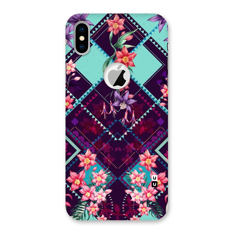 Floral Diamonds Back Case for iPhone X Logo Cut