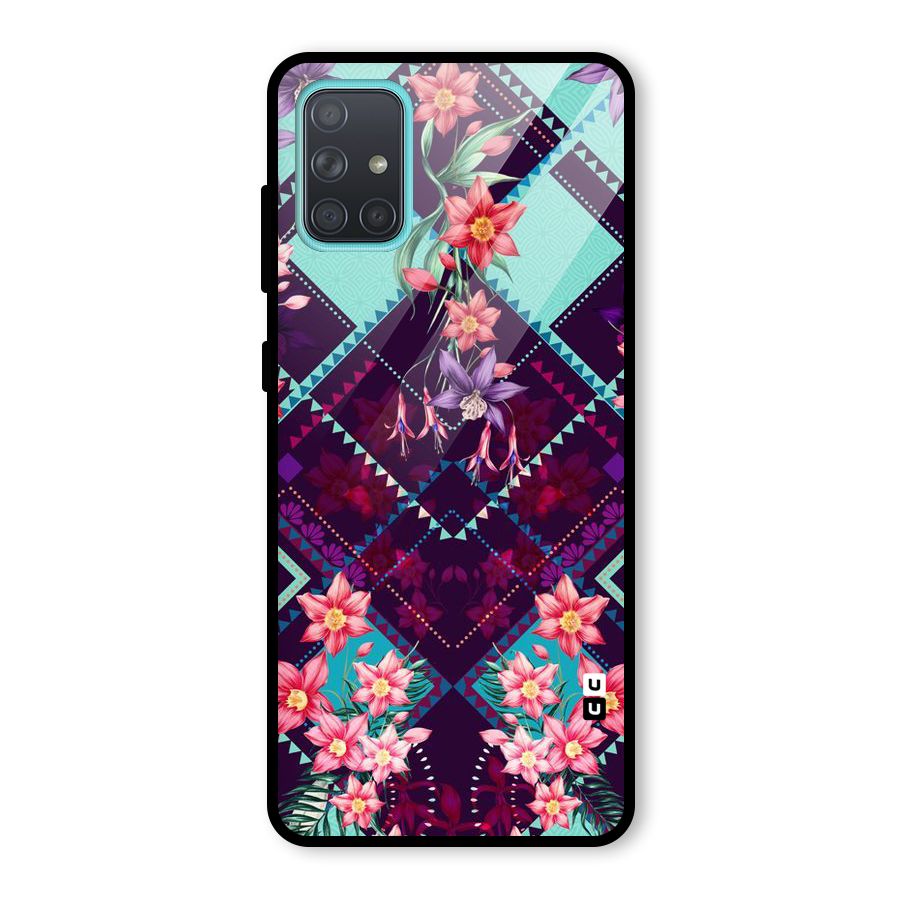 Floral Diamonds Glass Back Case for Galaxy A71