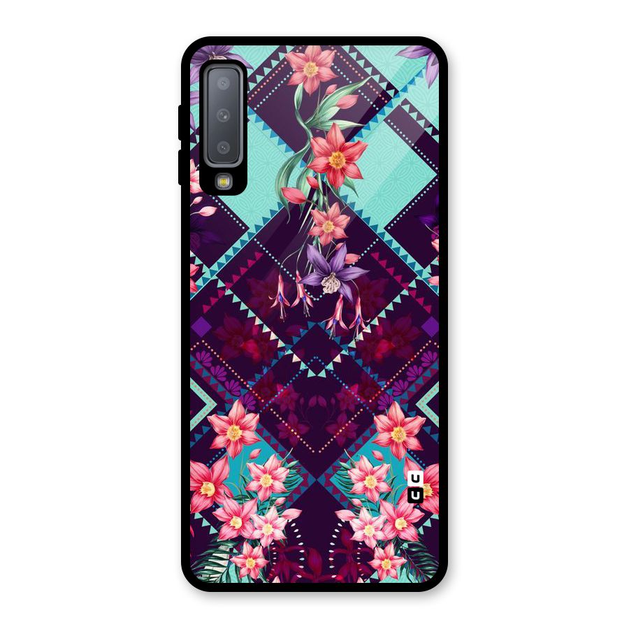 Floral Diamonds Glass Back Case for Galaxy A7 (2018)