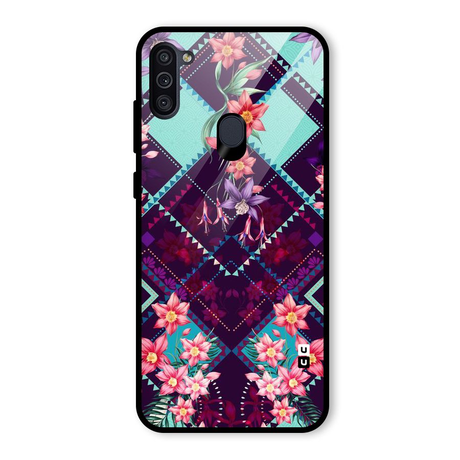 Floral Diamonds Glass Back Case for Galaxy M11