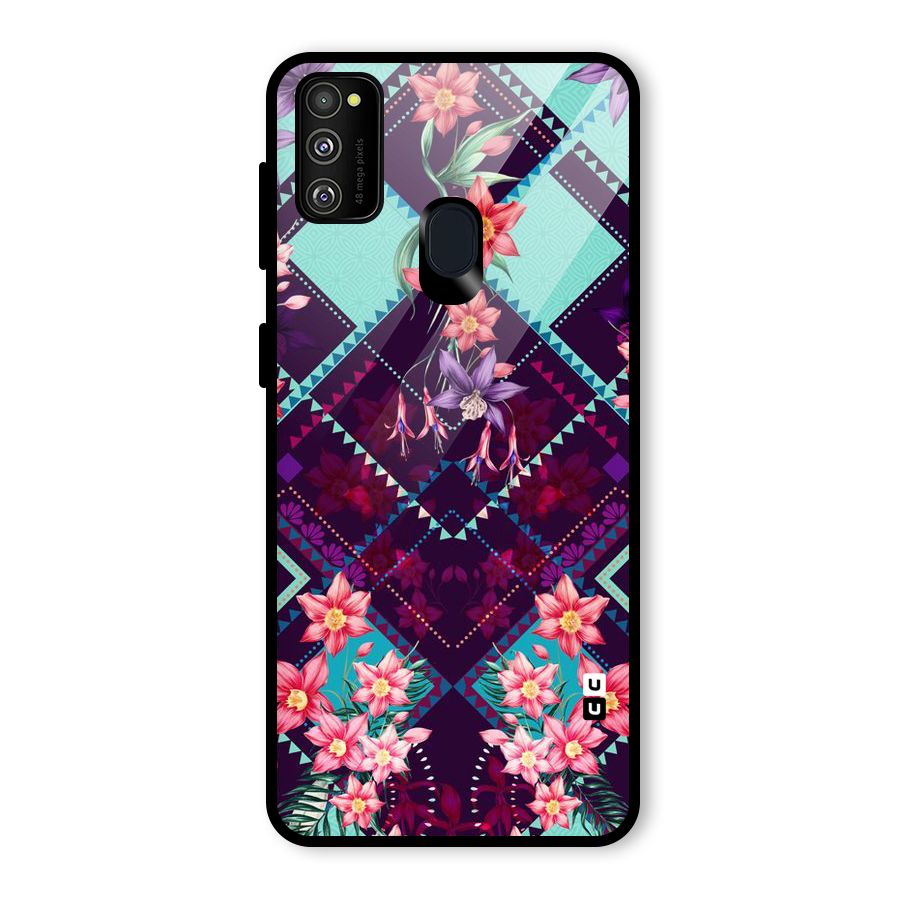 Floral Diamonds Glass Back Case for Galaxy M30s