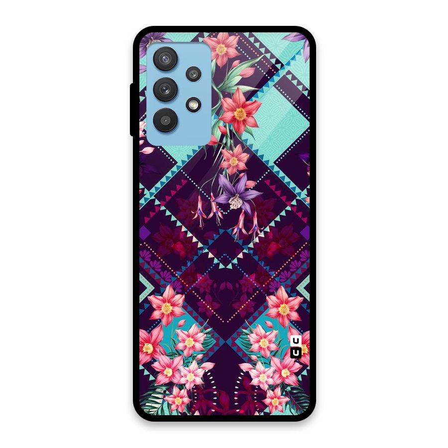 Floral Diamonds Glass Back Case for Galaxy M32 5G