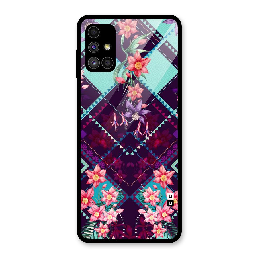 Floral Diamonds Glass Back Case for Galaxy M51